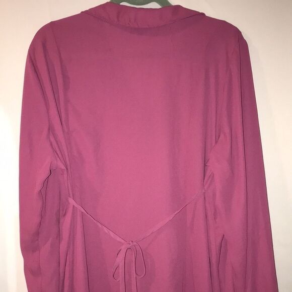 Torrid Women's Button-Down Long Sleeve Collared Asymmetric Hem Pink Top Size 0 - Picture 8 of 9